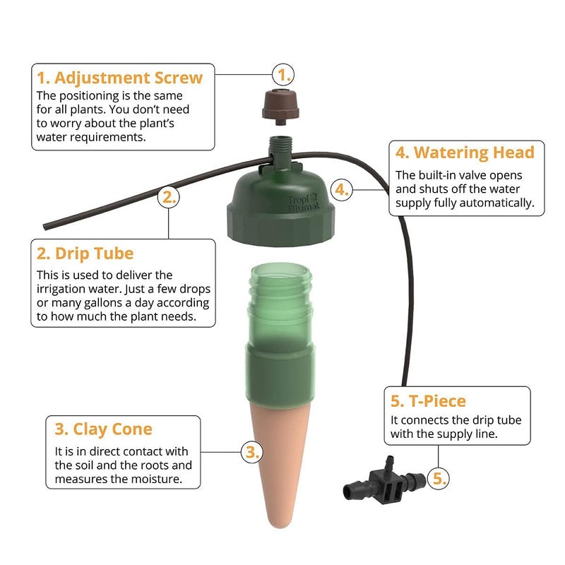 Blumat Drip Irrigation System - Tropf Patio and Deck Starter Kit - Automatic Plant Watering Devices - Easy Setup Self Watering System for Indoor - Prevents Overwatering - Image 4